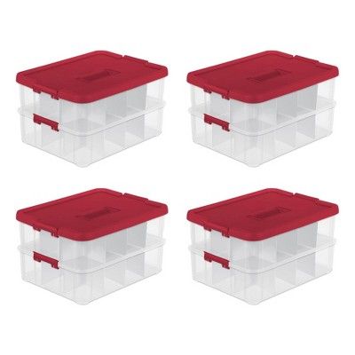 Sterilite 24 Compartment Stackable Christmas Ornament Storage Clear Box, 4 Pack | Target