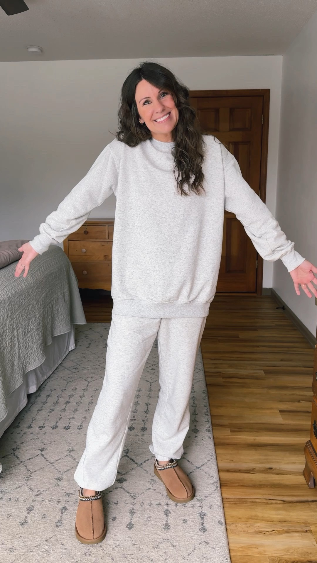 Literally wearing this sweat set every day🫶🏽

Wearing xs in both the crewneck sweatshirt and sweatpants (color is Platinum Silver Heather), both pieces are fleece-lined and sooooo cozy! 

Under $11 a piece and would make a great cozy gift for yourself or someone else! Perfect for holiday break. 

My ugg Tasmans are size 6 and I also linked similar ones!



#LTKPetite #LTKgrwm #LTKFindsUnder50