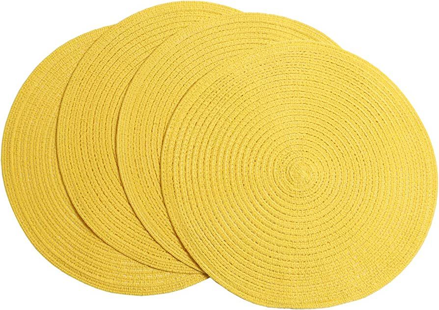 SHACOS Round Braided Placemats Set of 4 Washable Kitchen Table Placemats for Home Wedding Party (... | Amazon (US)