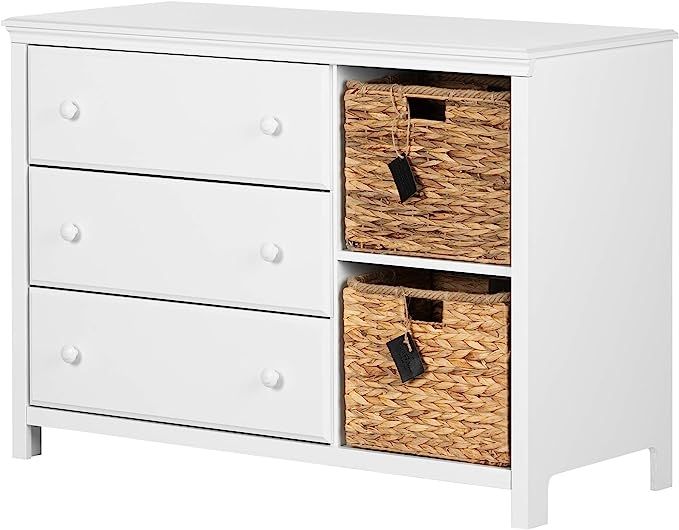 South Shore Cotton Candy 3-Drawer Dresser with Baskets, Pure White | Amazon (US)