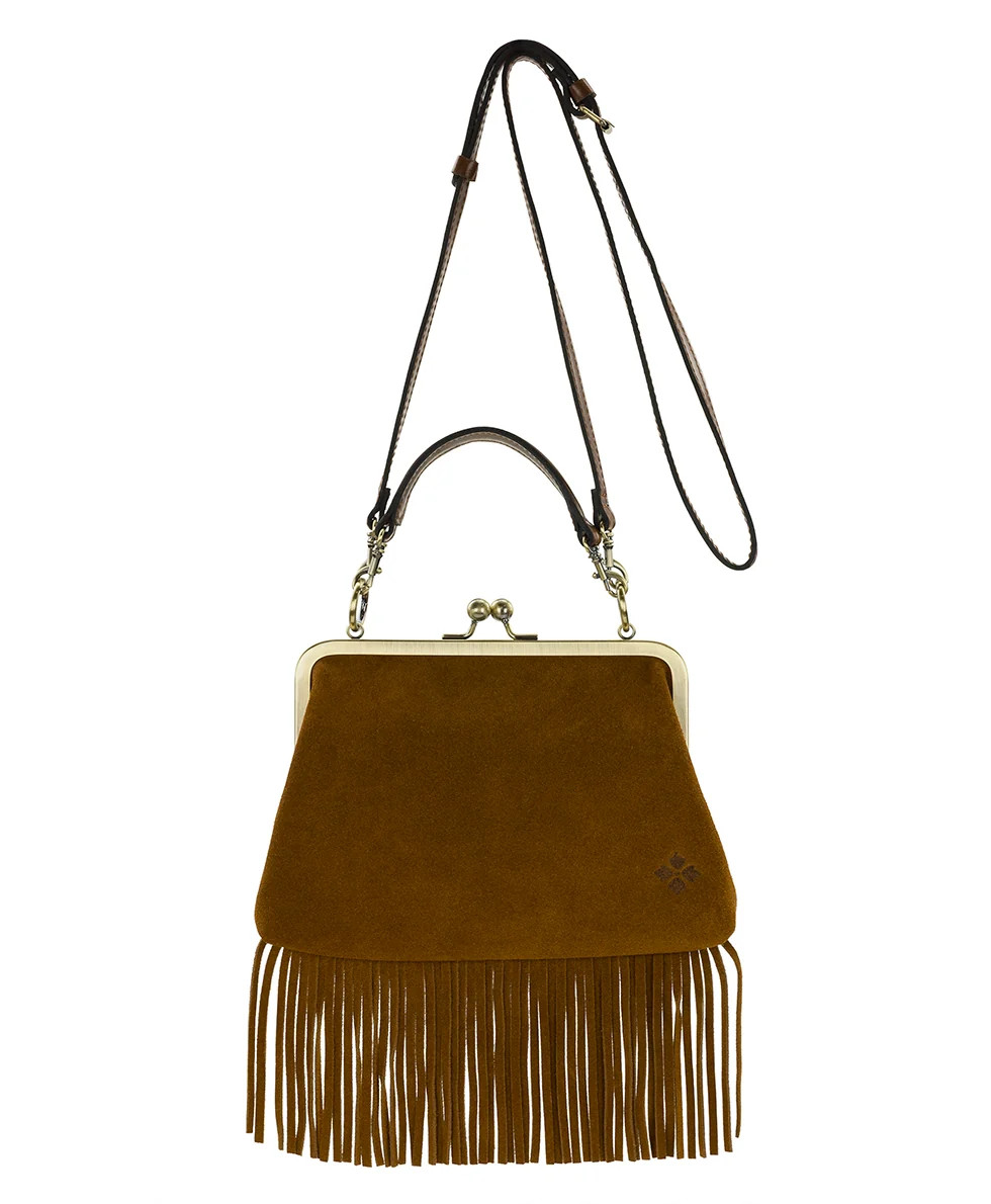 Vione Frame With Fringe | Suede Fringe | Cognac | Patricia Nash Designs