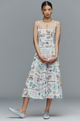 ASTR The Label Ainsley Square-Neck Midi Dress | Anthropologie (US)