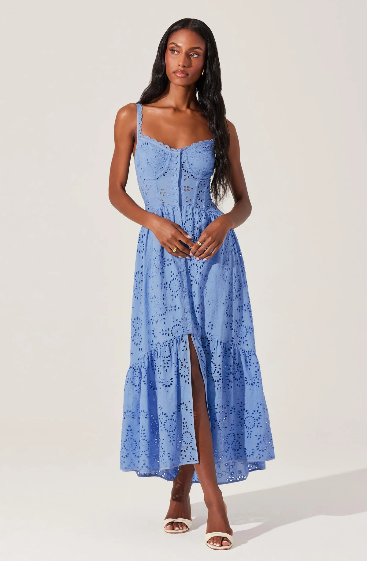 Yamila Eyelet Corset Midi Dress | ASTR The Label (US)
