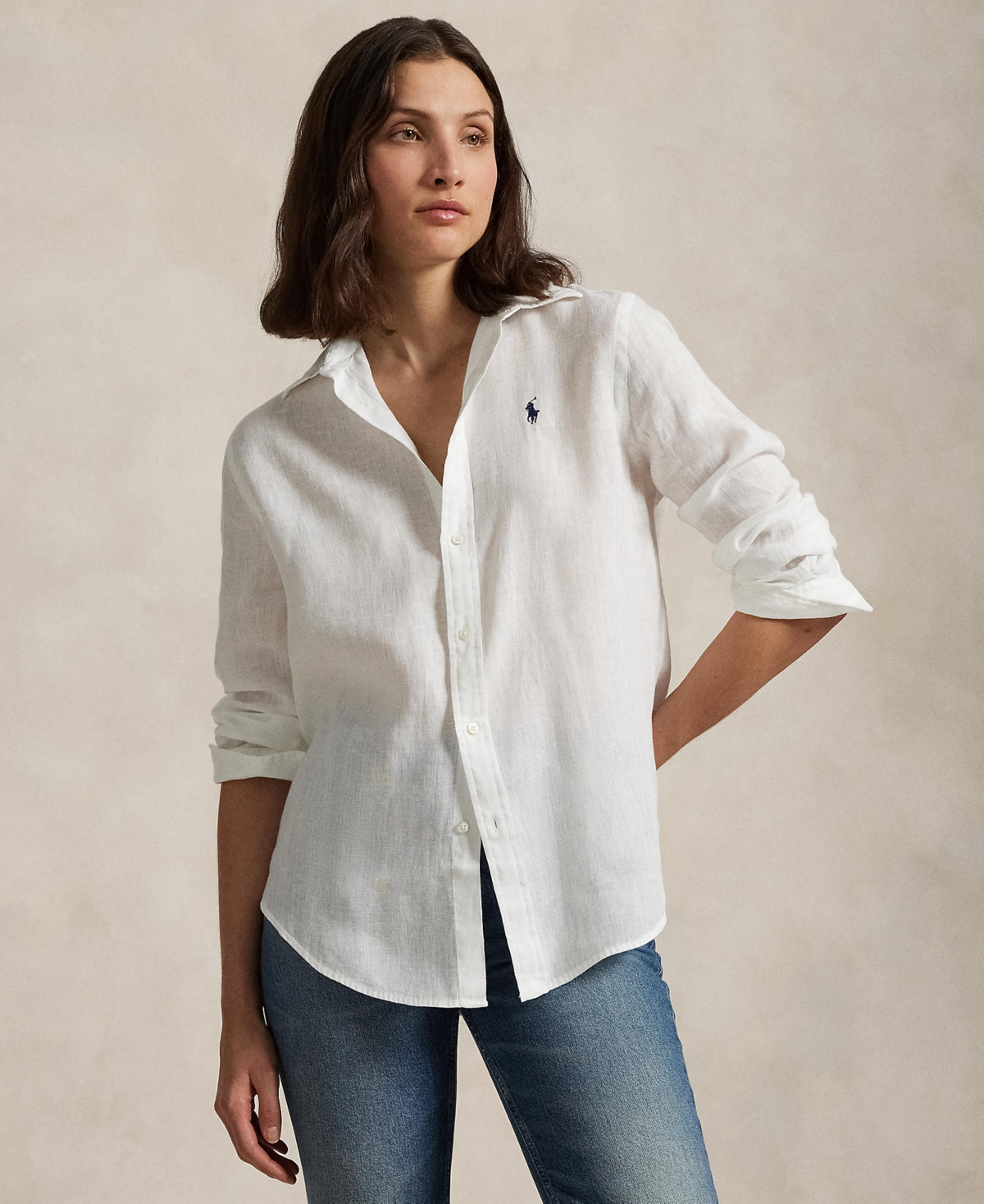 Polo Ralph Lauren Women's Classic-Fit 100% Linen Shirt - New White | Macy's