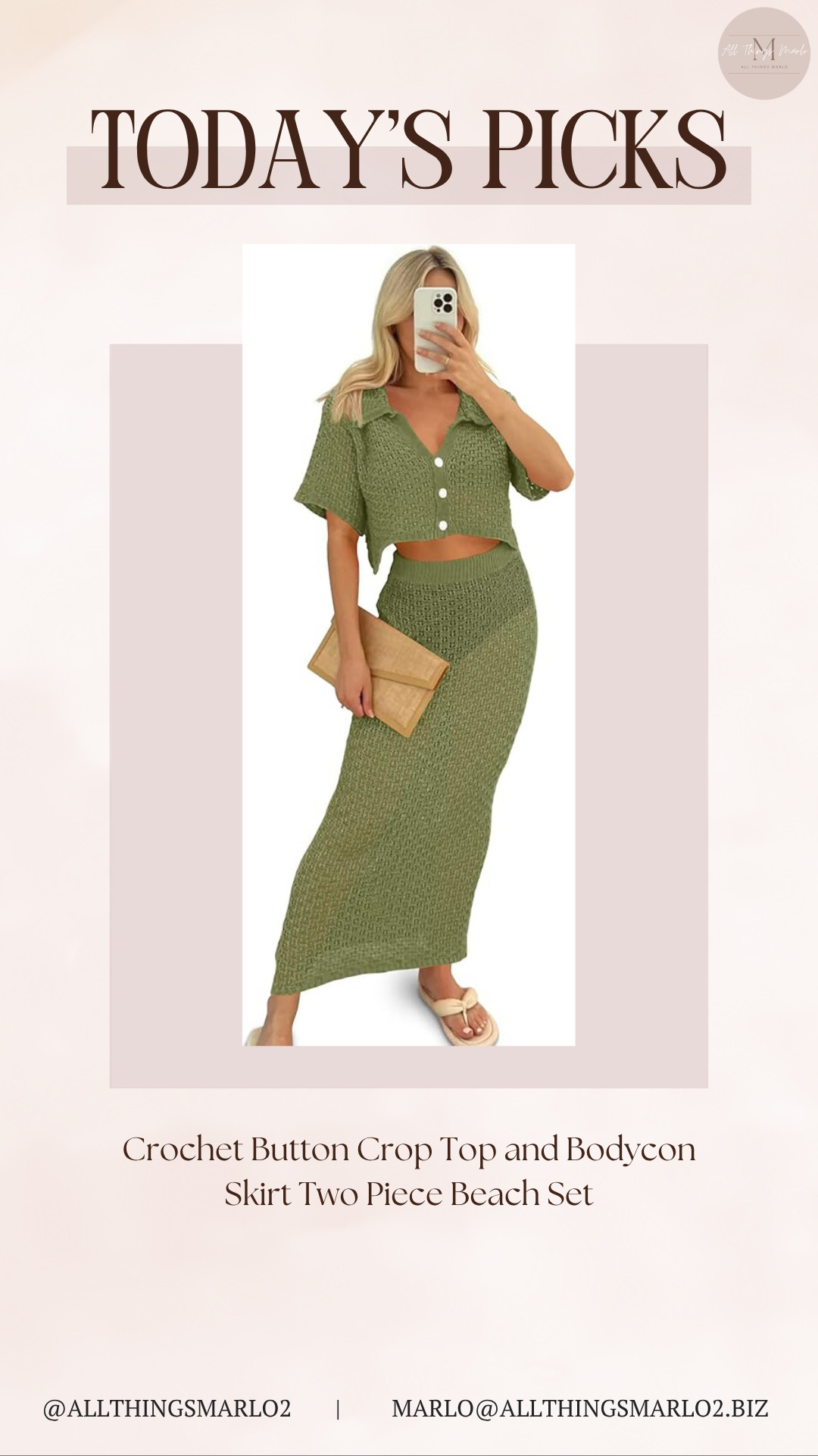 Crochet Button Crop Top and Bodycon Skirt Two Piece Beach Set 

 #LTKSeasonal #LTKWorkwear #LTKTravel