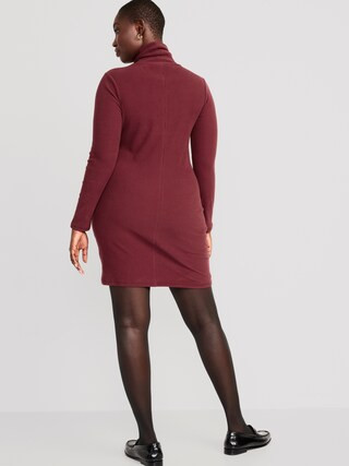 Fitted Mock-Neck Rib-Knit Mini Dress for Women | Old Navy (US)