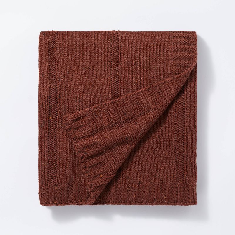 Woven Striped Knit Throw Blanket Mahogany/Neutral - Threshold&#8482; designed with Studio McGee | Target