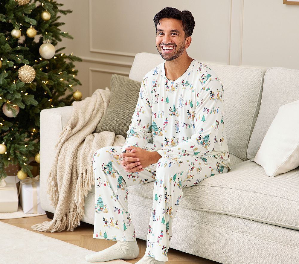 Disney Mickey Mouse and Friends Holiday Adult Relaxed Fit Crew Pajama Set | Pottery Barn Kids