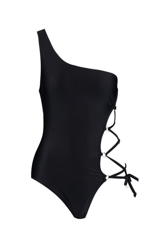 One Shoulder Lace Up Swimsuit | Boohoo.com (US & CA)