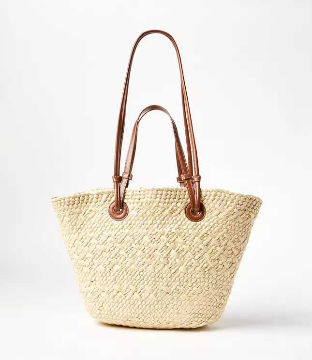 LOFT Beach Double Strap Straw Tote Bag | LOFT