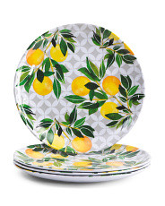 Set Of 4 Melamine Geo Lemon Dinner Plates | Marshalls