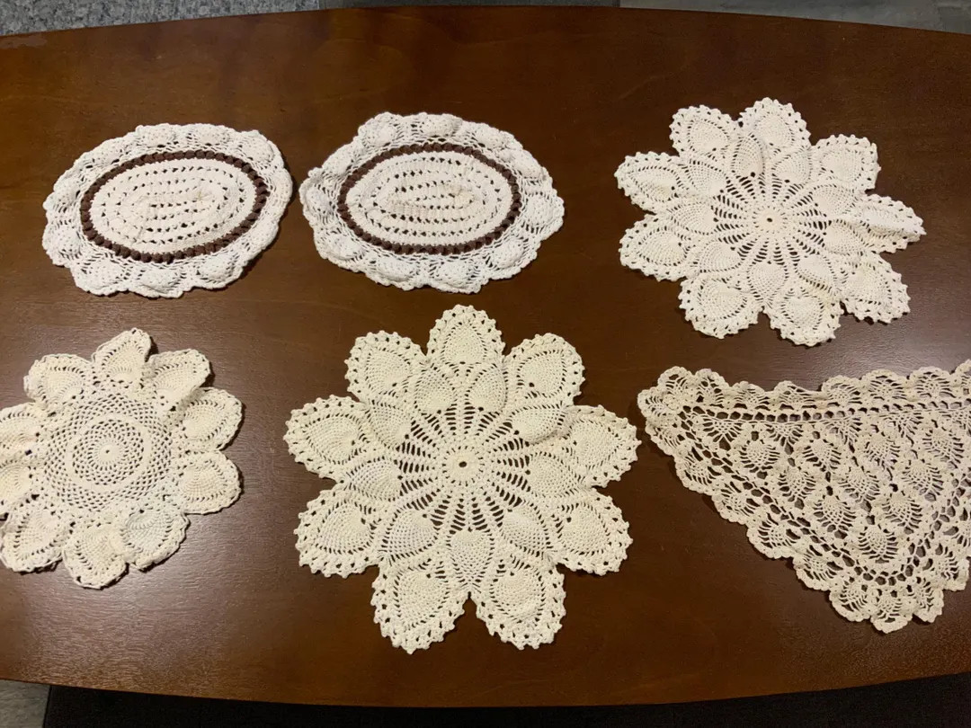 Six Vintage Doilies/Dresser Scarfs, Cream Cotton, 1950’s, Collectible, Cottage Core, Farmhouse | Etsy (US)