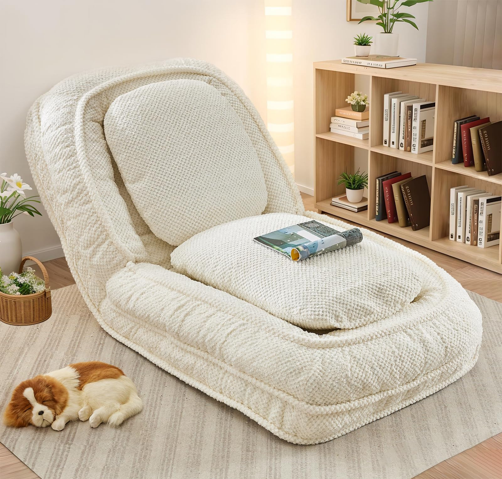 Upholstered Human Dog Bed for Adult & Pets, Convertible Lazy Sofa Bed with 5 Adjustable Position,... | Amazon (US)