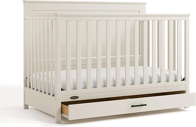 Graco Tristan 5-in-1 Convertible Crib with Drawer (Frosted Oat) – GREENGUARD Gold Certified, Fi... | Amazon (US)