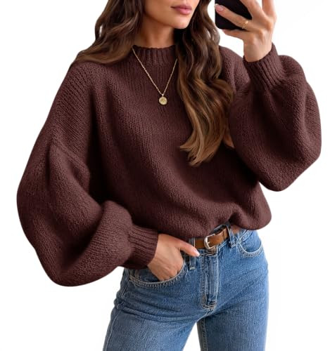 Saodimallsu Womens Crew Neck Fall Sweater Tops Slouchy Soft Knit Pullovers | Amazon (US)