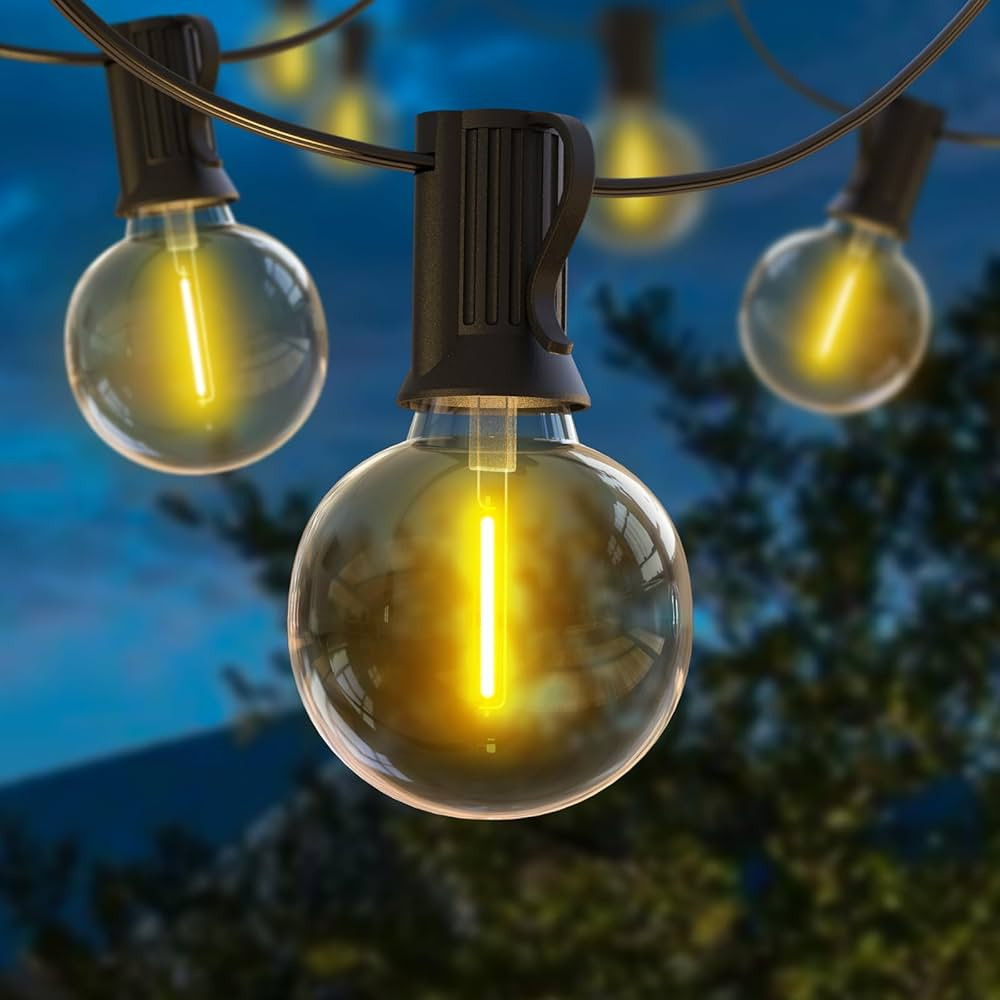 Arbrac 100ft Outdoor String Lights Waterproof/Connectable/Dimmable with 62 LED Shatterproof Bulbs... | Amazon (US)