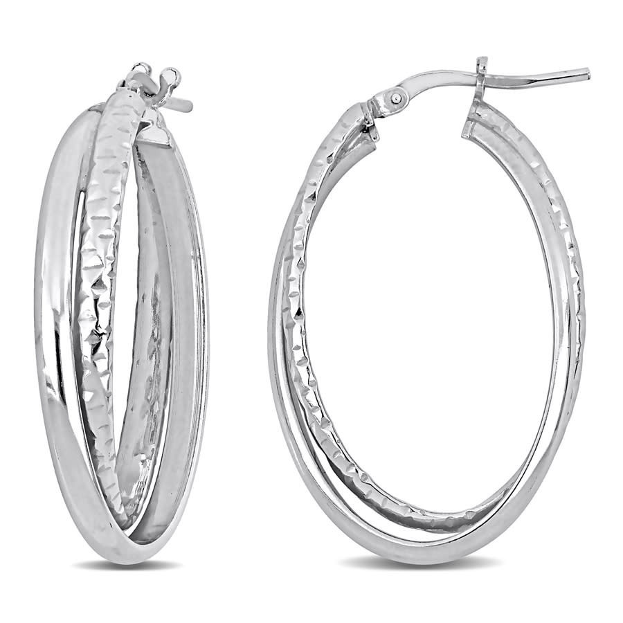 AMOUR 35 Mm Entwined Hoop Earrings In Sterling Silver | Jomashop.com & JomaDeals.com