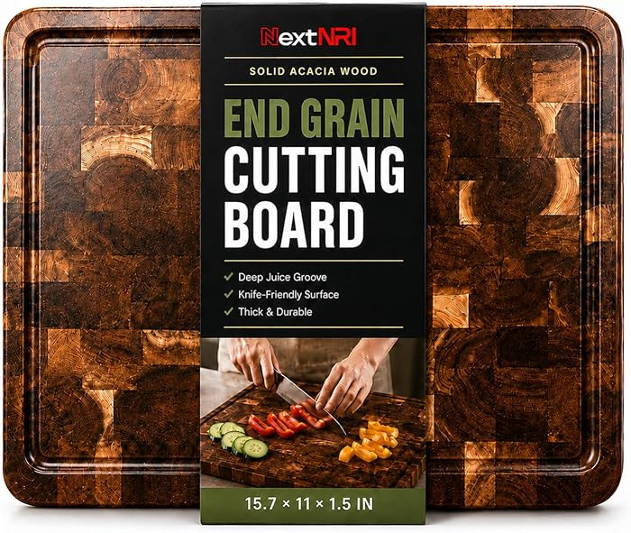 Acacia Wood Cutting Board, Butcher Block Countertop, Chopping Board with Deep Juice Groove | Amazon (US)