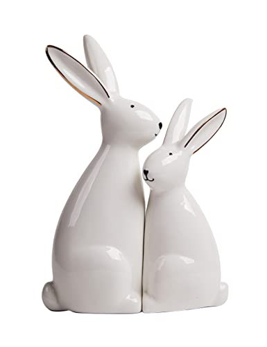 HAUCOZE 2pcs Rabbit Statue Sculpture Modern Bunny Decor Home Gifts Table Centerpiece Crafts Ceramic Arts 19cm | Amazon (CA)