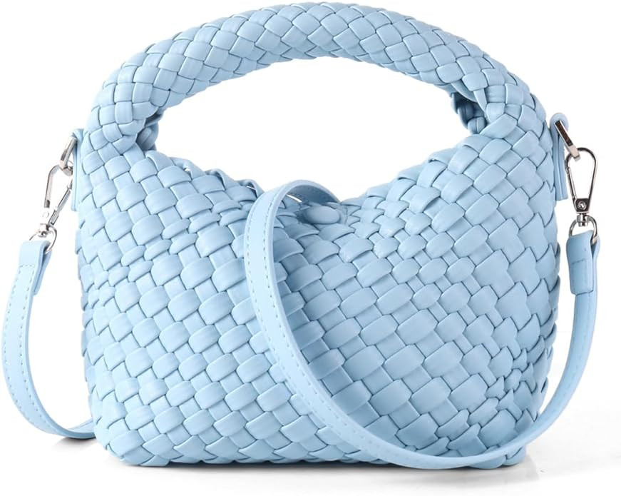 Woven Crossbody Bag Small Tote Cute Purse for Women,Top Handle Handbag Pu Leather Shoulderbag wit... | Amazon (US)