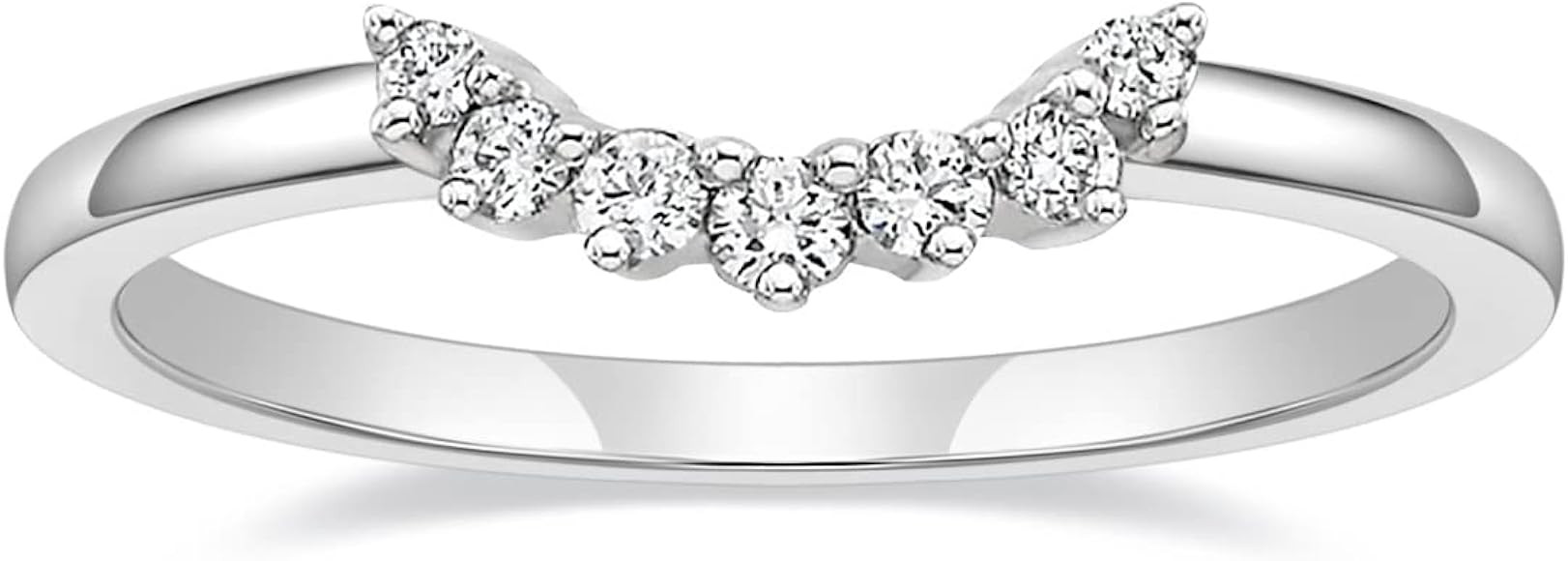 Mameloly Wedding Bands for Women Round Cut CZ Cubic Zirconia Curved Stackable Engagement Rings fo... | Amazon (US)