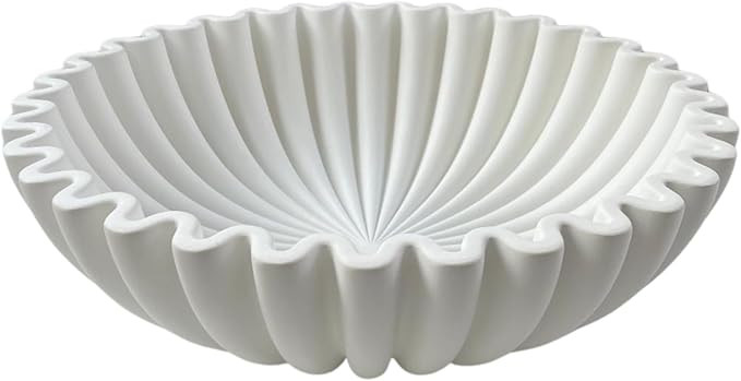 Large Decorative Bowl,White Decorative Bowls for Home Decor - Ruffle Decor - Fluted Bowl - Scallo... | Amazon (US)