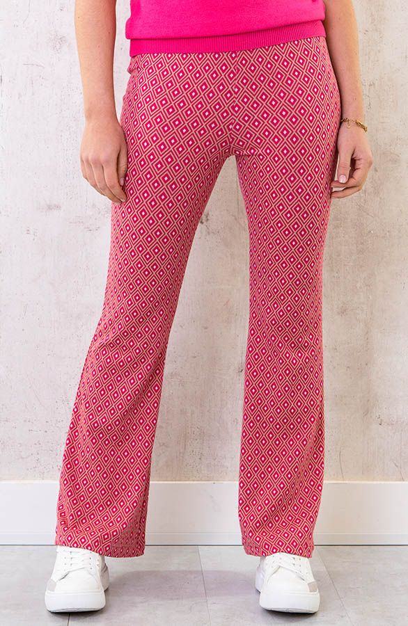 Flared Broek Retro Ruit Fuchsia | Themusthaves.nl | The Musthaves (NL)
