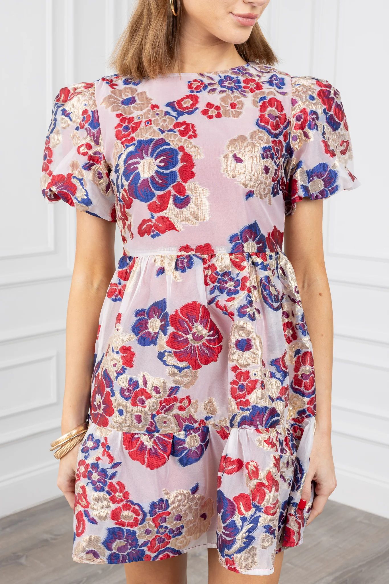 Aria Dress- Red, White and Blue Floral | Avara