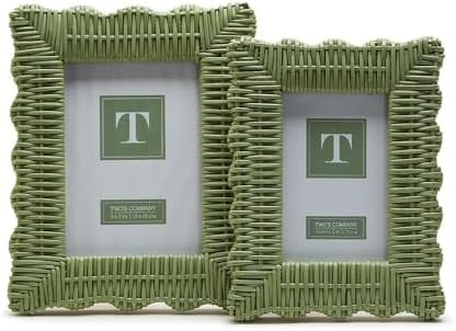 Two's Company Set of 2 Rattan Photo Frames, Includes 4x6 and 5x7 Inch Sizes, Artisan Crafted, Hom... | Amazon (US)