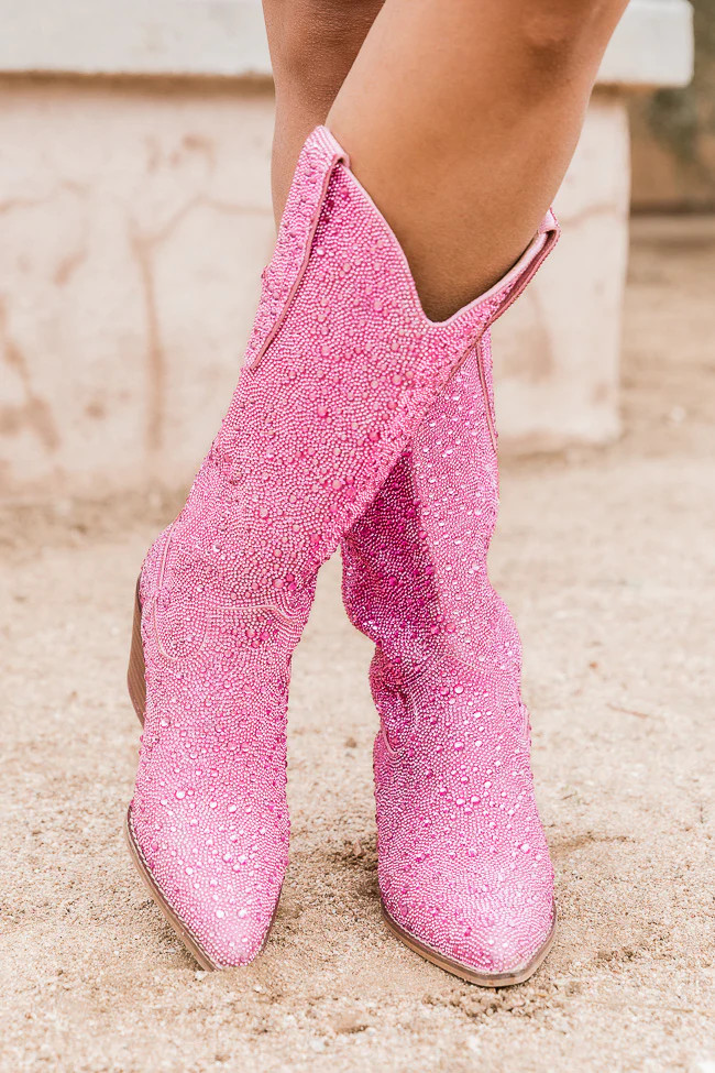 Taylor Pink Rhinestone Boot | Pink Lily
