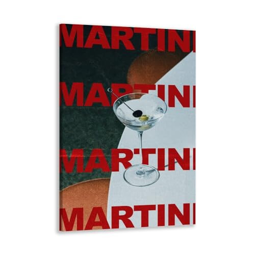 Retro Martini Funky Cocktail Retro Poster Alcohol Bar Cart Wall Art Minimalist Trendy Preppy Wall Canvas Kitchen Wall Decor 24x36inch Framed | Amazon (US)