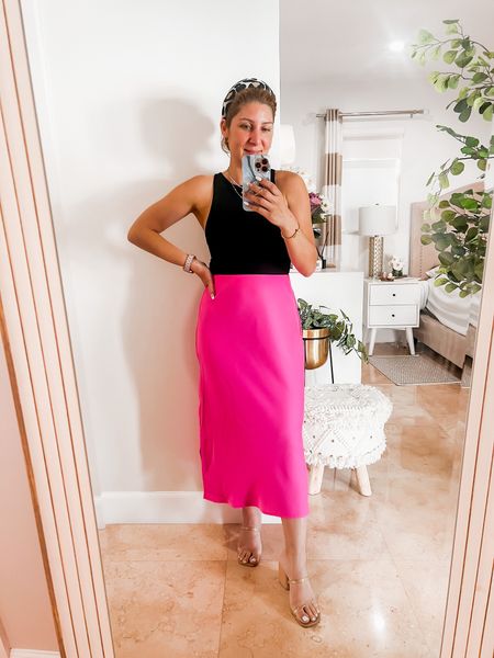 Satin midi skirt with slit from target 