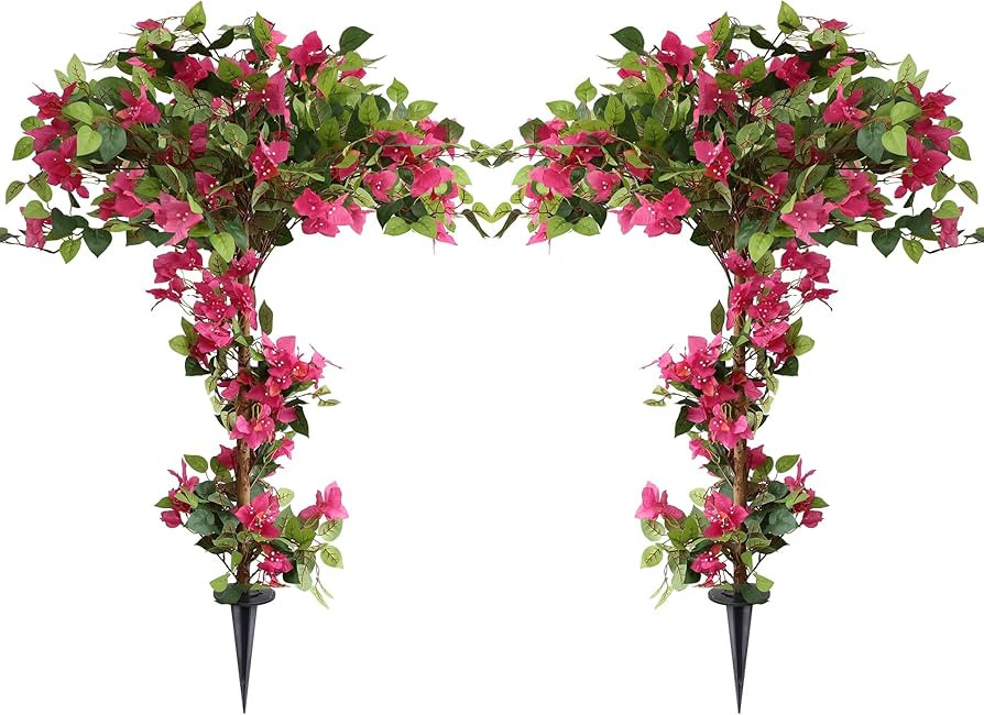 Damomo 4 Feet Artificial Bougainvillea Trees, Fake Bougainvillea Flowers Plant with Ground Spike,... | Amazon (US)