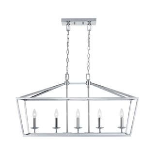 Home Decorators Collection Weyburn 5-Light Polished Chrome Caged Island Chandelier-CP 5-76201 - T... | The Home Depot