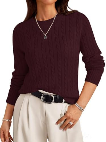 Womens Old Money Style Lightweight Cabel Knit Pullover Sweaters Long Sleeve Fall Winter Business ... | Amazon (US)