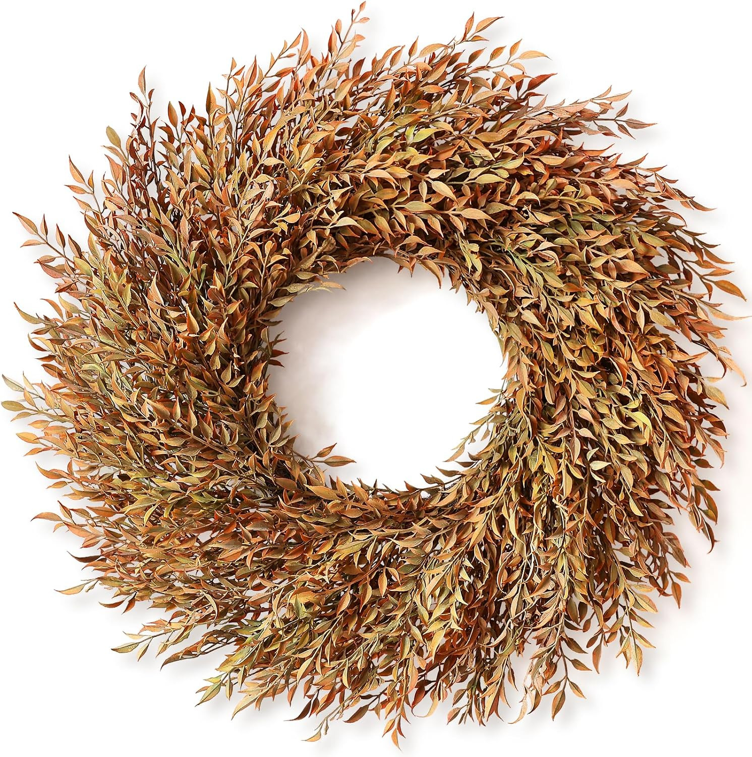 26" Artificial Fall Nandina Wreath for Front Door Decoration (Orange-Green) | Amazon (US)