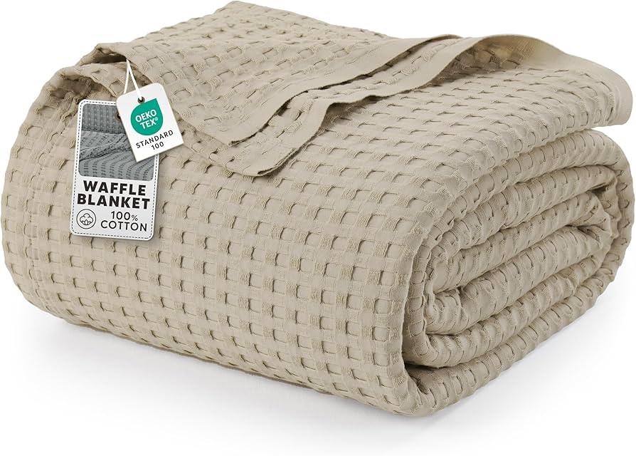 Utopia Bedding 100% Cotton Waffle Weave Blanket Queen Size for Bed - Lightweight, Breathable Summ... | Amazon (US)