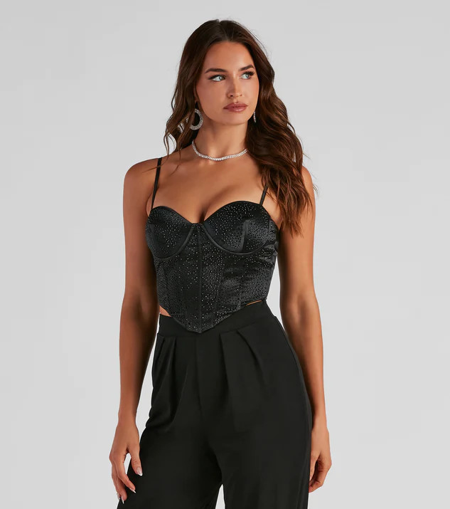 Sparkly Flirt Satin Heatstone Corset | Windsor Stores