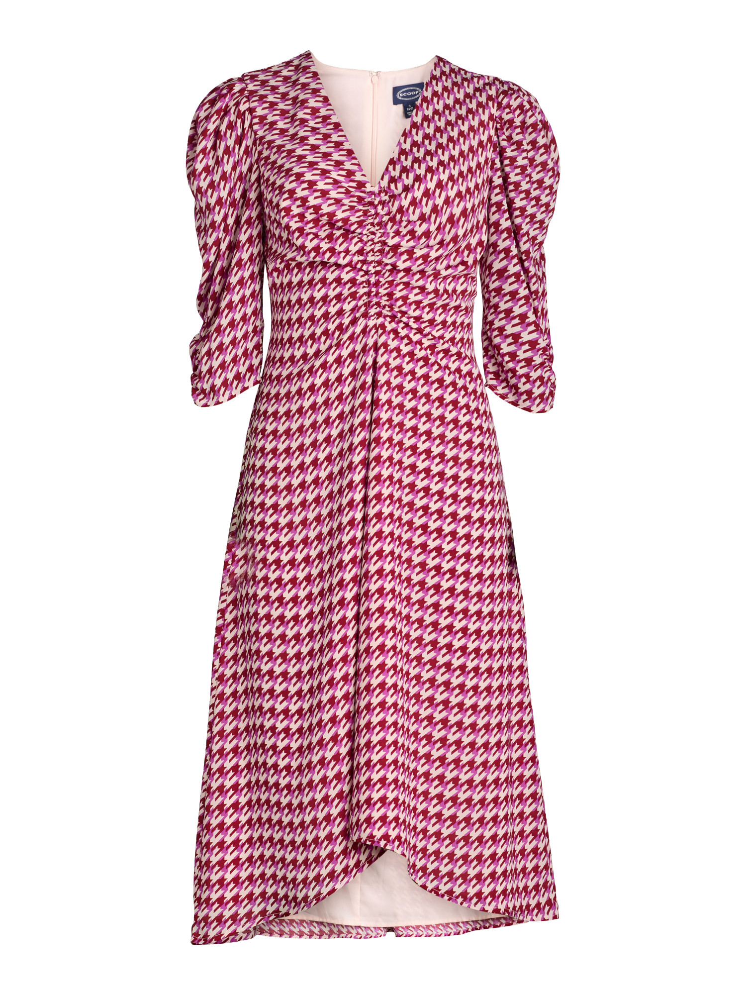 Scoop Women's Puff Sleeve Ruched Dress, Sizes XS-XL - Walmart.com | Walmart (US)