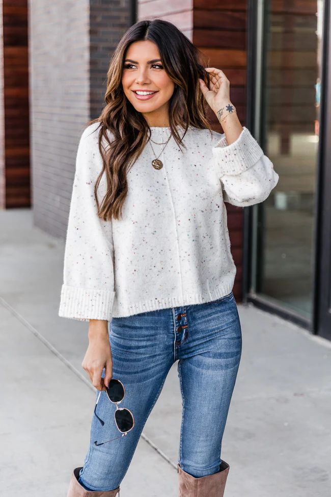 Told A Story Ivory Long Cuff Sleeve Sweater FINAL SALE | The Pink Lily Boutique