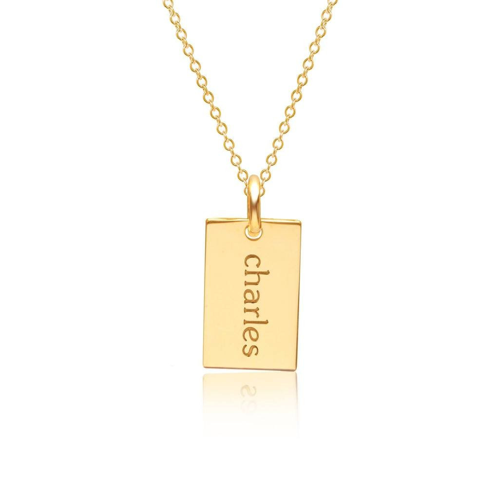 Gold Mini Dog Tag Necklace | Tiny Tags