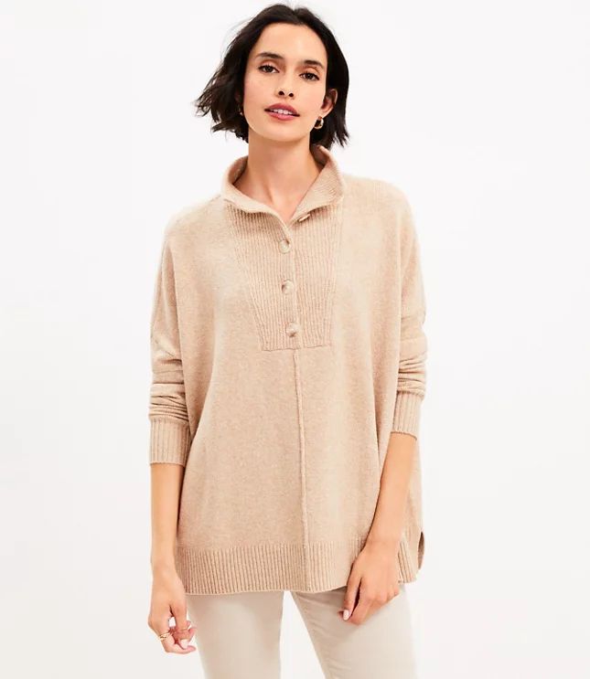 Petite Button Poncho Sweater | LOFT