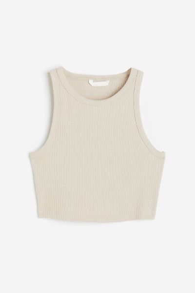 Cropped vest top - Cream/Black striped - Ladies | H&M GB | H&M (UK, MY, IN, SG, PH, TW, HK)