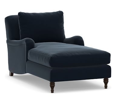 Carlisle English Arm Upholstered Chaise Lounge, Polyester Wrapped Cushions, Performance Plush Vel... | Pottery Barn (US)