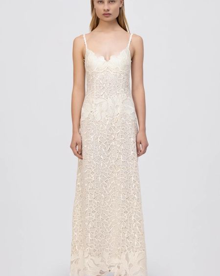 Calling all summer brides!! This floor length ivory gown would be stunning for a rehearsal dinner dress or as a wedding reception dress. I am obsessed

White lace dress, bridal style, summer bridal dresses, rehearsal dinner dresses, ivory lace dress 

#LTKwedding