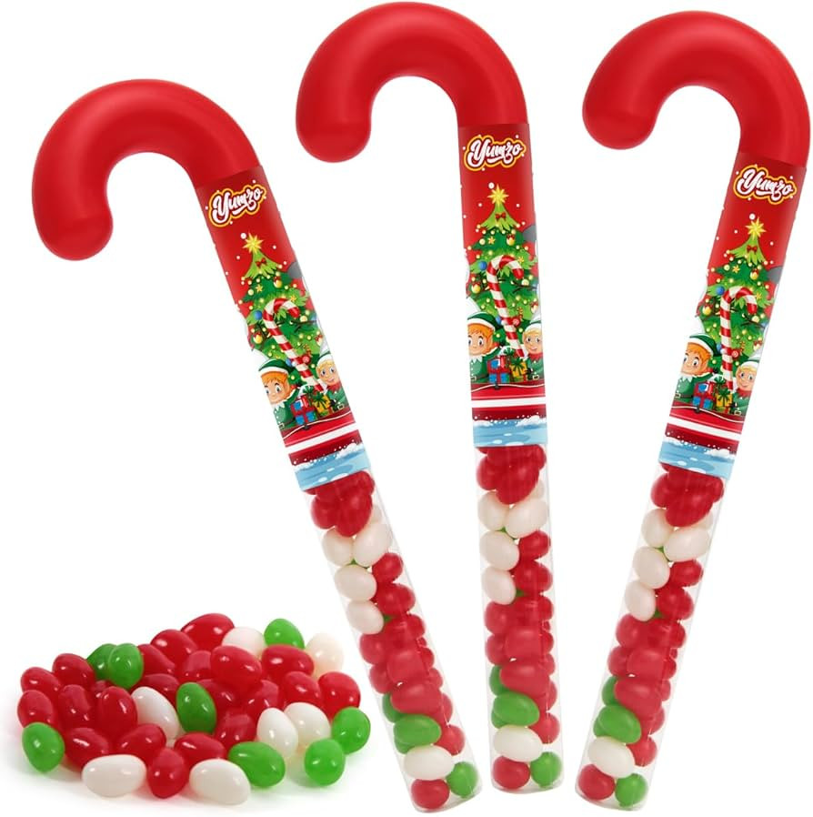 Christmas Candy cane Filled with Jelly Beans. 3 Pack, The Ideal Christmas Candy for Stocking Stuf... | Amazon (US)