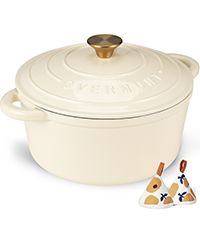 Overmont Enameled Cast Iron Dutch Oven - 5.5QT Pot with Lid Cookbook & Cotton Potholders - Heavy-... | Amazon (US)