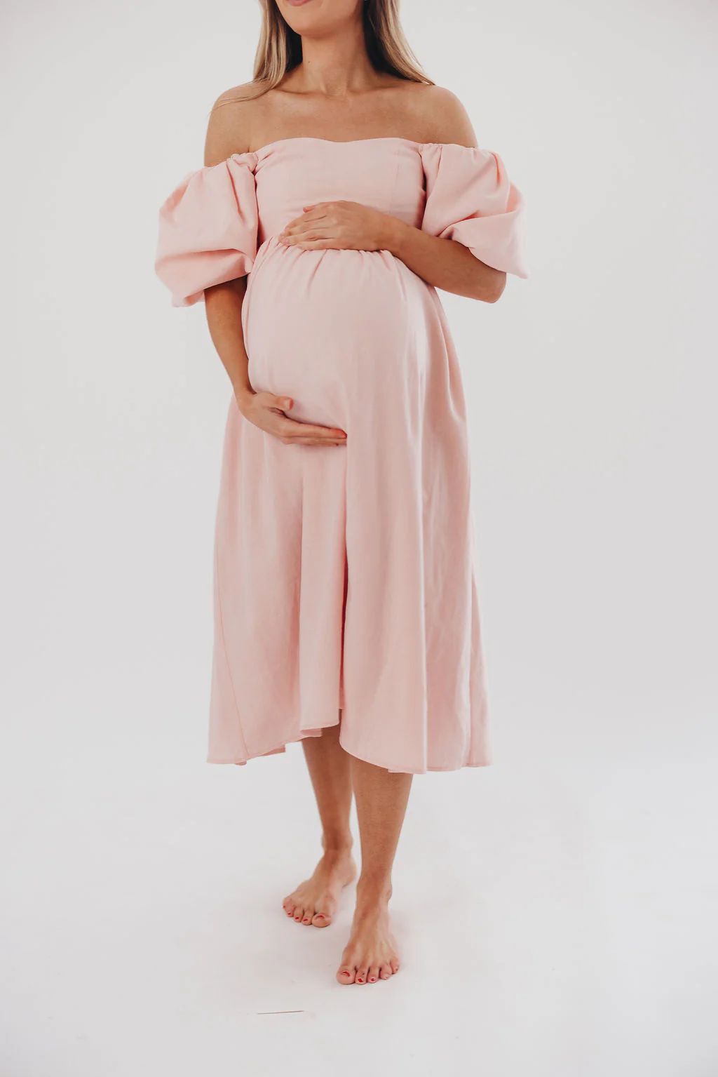 Hamilton Midi Dress in Pink - Bump Friendly (S-XL) | Worth Collective