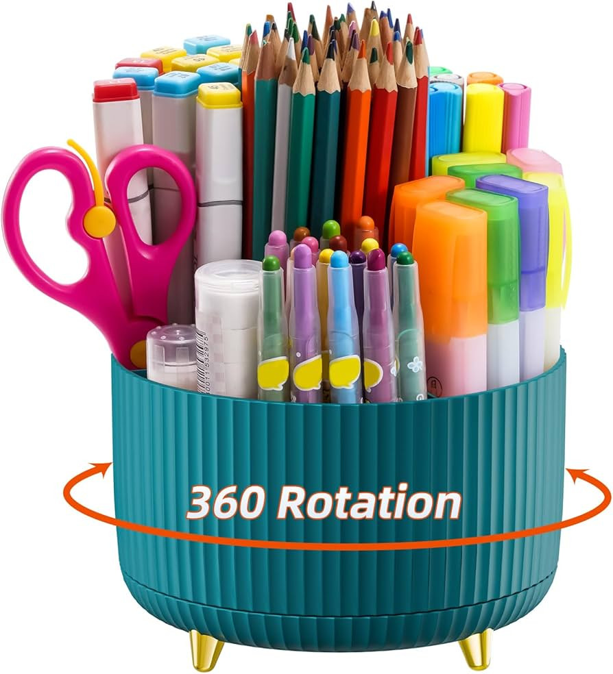 Marbrasse Desk Organizer, 360-Degree Rotating Pen Holder, Desk Organizers and Accessories with 5 ... | Amazon (US)