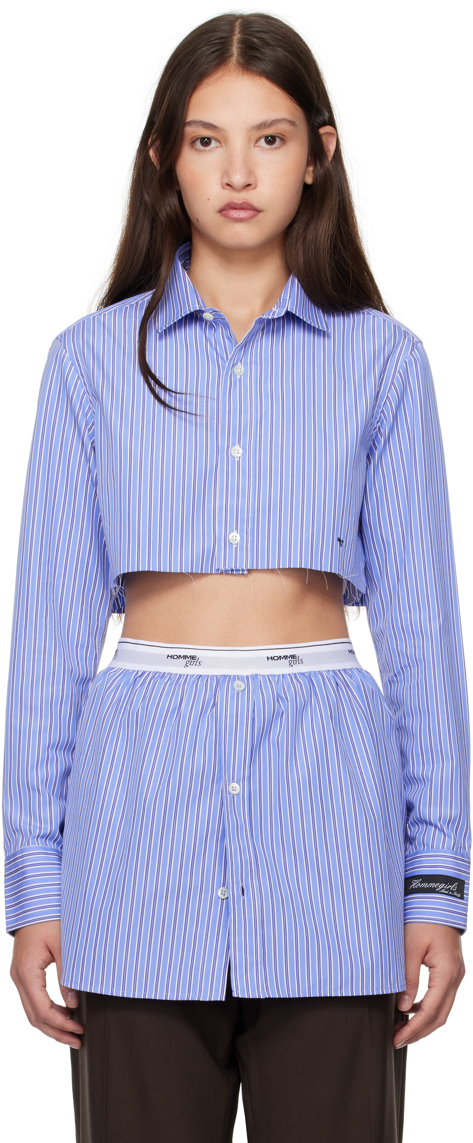 HommeGirls Navy Super Cropped Shirt | SSENSE